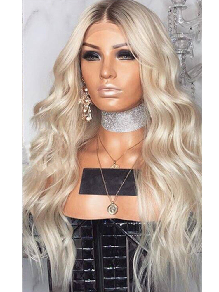 European and American blonde long curly wigs European and American blonde long curly wigs